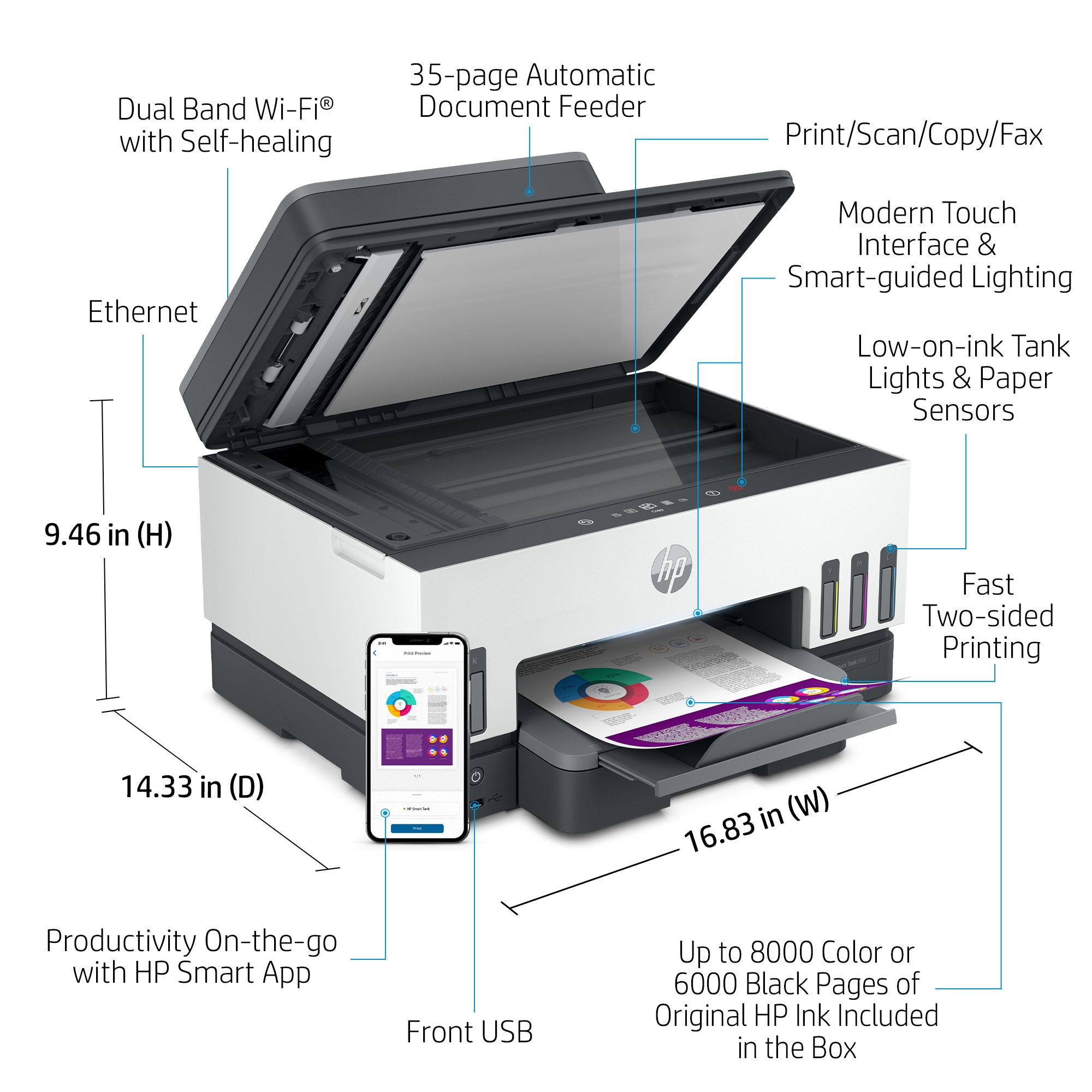 Smart Tank 7602 Wireless All-in-One Ink Tank Printer for High Volume Office Use - Image 4