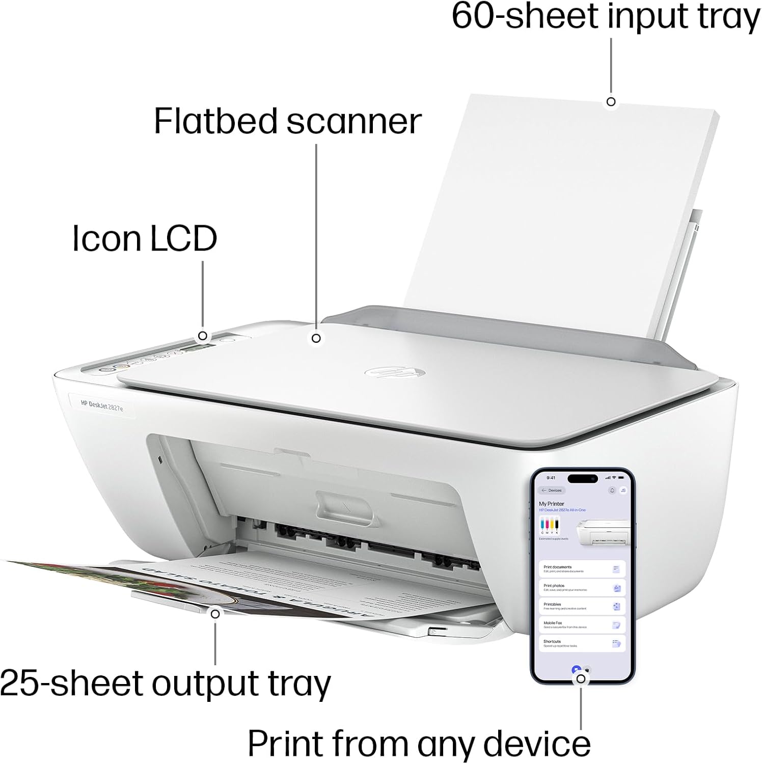 DeskJet 2827e Wireless All-in-One Color Inkjet Printer with Print, Scan & Copy for Everyday Home Printing - Image 2